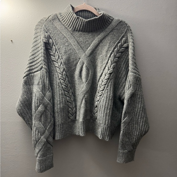 Elizabeth and James Charcoal‎ Cable Knit Turtleneck Sweater - Picture 2 of 4